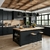 Isla de Cocina Negra con Mesada de Madera