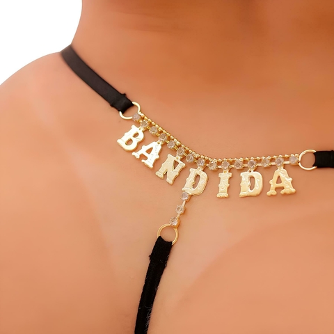 Calcinha fio strass bandida