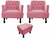 Kit 2 Poltronas Julia + Puff Luis Xv Suede - Mazzero Decor
