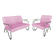 Kit Namoradeira + Poltrona Bela Suede Braço Cromado - Mazzero Decor