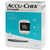 Imagen del glucómetro Accu‑Chek Active, pantalla LCD, botón central, medidor de glucosa en sangre capilar con memoria, resultados en 5 segundos, incluye estuche y puncionador.