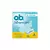 Paquete de 8 tampones O.B. Original Medium con tecnología de canales curvos anti‑filtraciones, protección hasta 8 horas, hipoalergénico, sin fragancia ni cloro, en blíster para uso en flujo moderado.