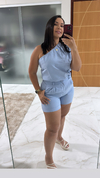 Conjunta short blusa um ombro