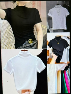 Blusa Algodão Canelada De Gola Manga Curta