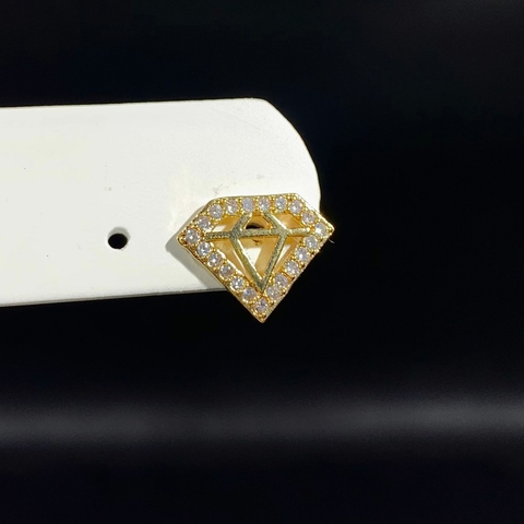 Brinco de Diamante Cravejado - Folheado a Ouro 18k