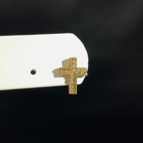 Brinco de Cruz Cravejado - Folheado a Ouro 18k
