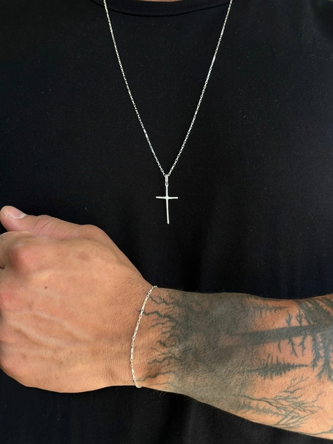 Kit Cordão + Pulseira + Pingente de Prata Pura 925