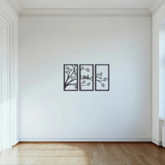 Cuadro Triptico Árbol Pajaritos Mdf Calado - comprar online