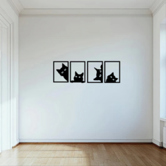 Cuadro Gatitos Negros Mdf Calado - comprar online