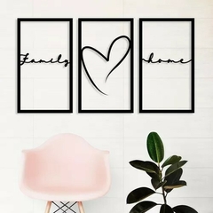 Cuadro Family Home Negro Mdf Calado en internet