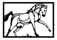 Cuadro Caballo Geométrico Negro Mdf Calado en internet