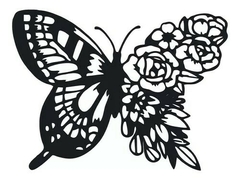Cuadro Mariposa Flores Artesanal Mdf Calado - comprar online