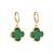 Brinco Dourado de Trevo com Zircônia Verde