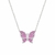 Conjunto Prateado de Borboletas Cravejado de Zircônia Rosa - Bella Incanto - Semijóias