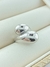 ANEL MAXI PONTAS DUPLAS GOTAS RODIO BRANCO