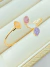 PULSEIRA BRACELETE PONTAS PEDRA NATURAL FOLHADO A OURO