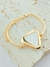 PULSEIRA SEMI BRACELETE PEDRA NATURAL SELENITA TRIÂGULO FOLHADO A OURO