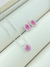 CONJUNTO PEDRA ROSA COM BORDA CRAVEJADA RODIO BRANCO - comprar online