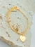 PULSEIRA ELO PORTUGUÊS COM PINGENTE CORAÇÃO FOLHADO A OURO