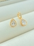 DUPLA DE BRINCOS GOTA CRISTAL COM BORDA TRABALHADA FOLHADO A OURO