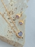 CONJUNTO CORRENTE VENEZIANA DOURADO COM PINGENTE PONTO DE LUZ CORAÇAO ROXO