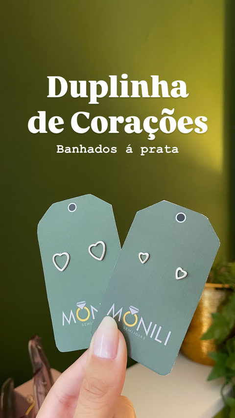 Duplinha de Corações banhados á prata - comprar online