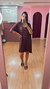 VESTIDO MÉDIO LISTRADO (MARROM COM PRETO) - loja online