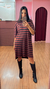 Imagem do VESTIDO MÉDIO LISTRADO (MARROM COM PRETO)