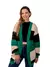 CARDIGAN TRICOT ALONGADO LISTRAS MIX CORES VERDE/BEGE E PRETO
