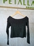 BLUSA MODAL OMBRO A OMBRO TRANÇA PUNHO - PRETO - comprar online