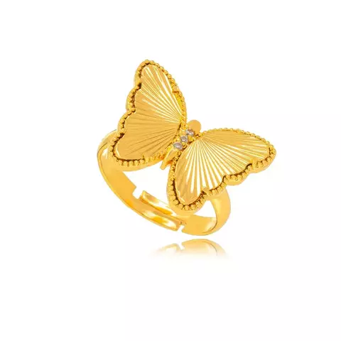 Anel Semijoia Borboleta Micro Zircônia