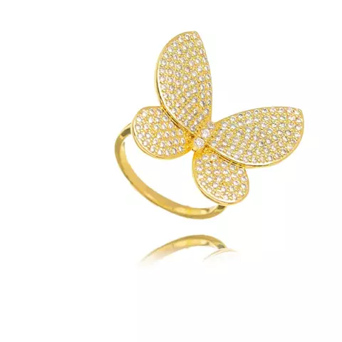 Anel Semijoia Borboleta Micro Zircônia