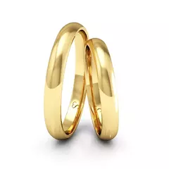 Alianças Casamento Linha Classic Ouro 4mm Abaulada Polida