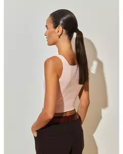 Regata cropped Decote Quadrado Anselmi rose na internet