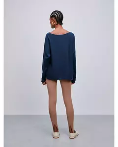 Blusa canoa em Tricot Anselmi azul marinho na internet