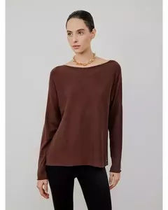 Blusa canoa em Tricot Anselmi chocolate - KLANNS