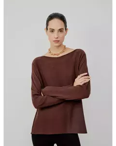 Blusa canoa em Tricot Anselmi chocolate - comprar online