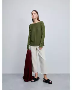 Blusa canoa em Tricot Anselmi matcha na internet