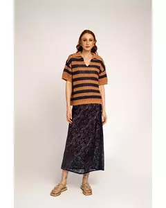 Blusa Tricô Gola Polo Listrada Rafaela Tomazzoni - loja online