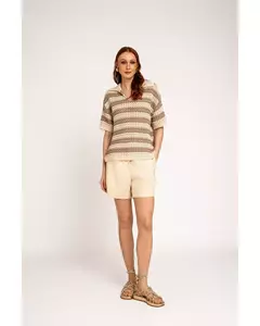 Blusa Gola de tricô cru listrada Rafaela Tomazzoni - loja online