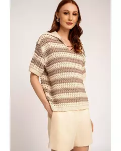 Blusa Gola de tricô cru listrada Rafaela Tomazzoni - comprar online