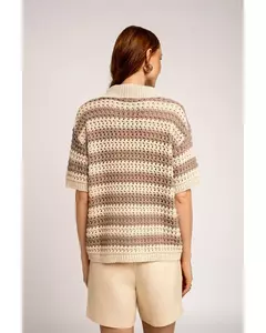 Blusa Gola de tricô cru listrada Rafaela Tomazzoni na internet