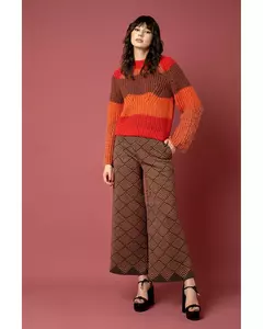 Calça Jacquard marrom Rafaela Tomazzoni - comprar online
