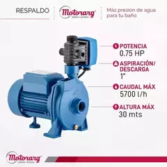 Imagen de Bomba Centrífuga Elevadora Inteligente Motorarg BC 70 MATIC – 0,7 HP, 5.700 l/h, 30 m
