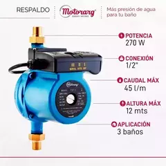 Imagen de Bomba Presurizadora Motorarg TIP 2 | 270 vatios | Hasta 2 baños | Ideal para tanques elevados.elevado