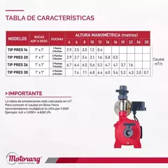 Bomba Presurizadora Motorarg TIP PRES 14 | 0.5 HP | Hasta 2 baños | Apta para tanque elevado y cisterna en internet