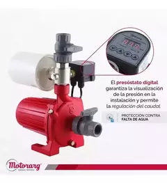 Bomba Presurizadora Motorarg TIP PRES 14 | 0.5 HP | Hasta 2 baños | Apta para tanque elevado y cisterna - HidroAg