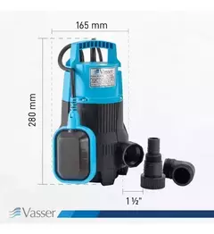 Bomba Sumergible Vasser DE 400 PS – 0.5 HP, 5 m, 9.000 l/h | Ideal para desagote de aguas sucias - HidroAg
