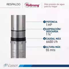 Bomba Sumergible Vasser BS4 100 con CABLE – 1 HP, 55 m, 6.400 l/h | Ideal para pozos profundos de 4" - comprar online