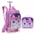 Kit Mochila Escolar Infantil 3 Peças com Rodinha Gatinha